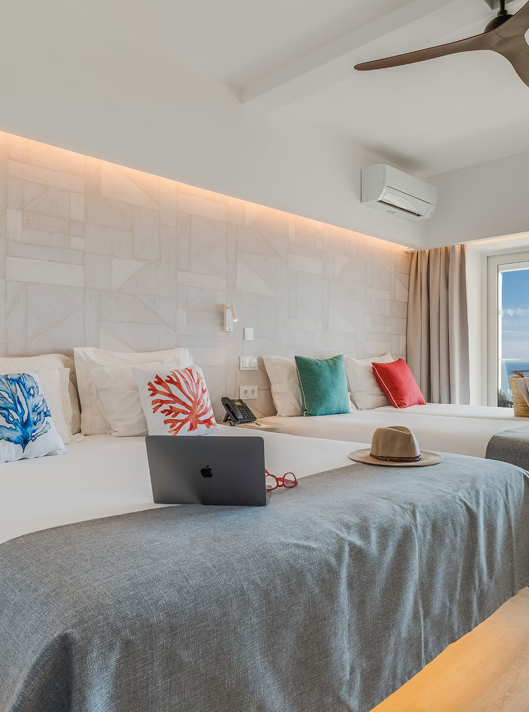 The Superior Family Sea View Room at Pestana Blue Alvor Beach has two double beds, air conditioning, and a balcony with view