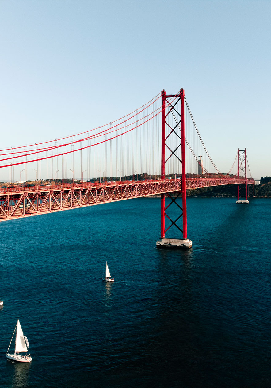 25 de Abril Bridge near Pestana CR7 Lisboa, Hotel no Centro Histórico de Lisboa, above the Tagus River