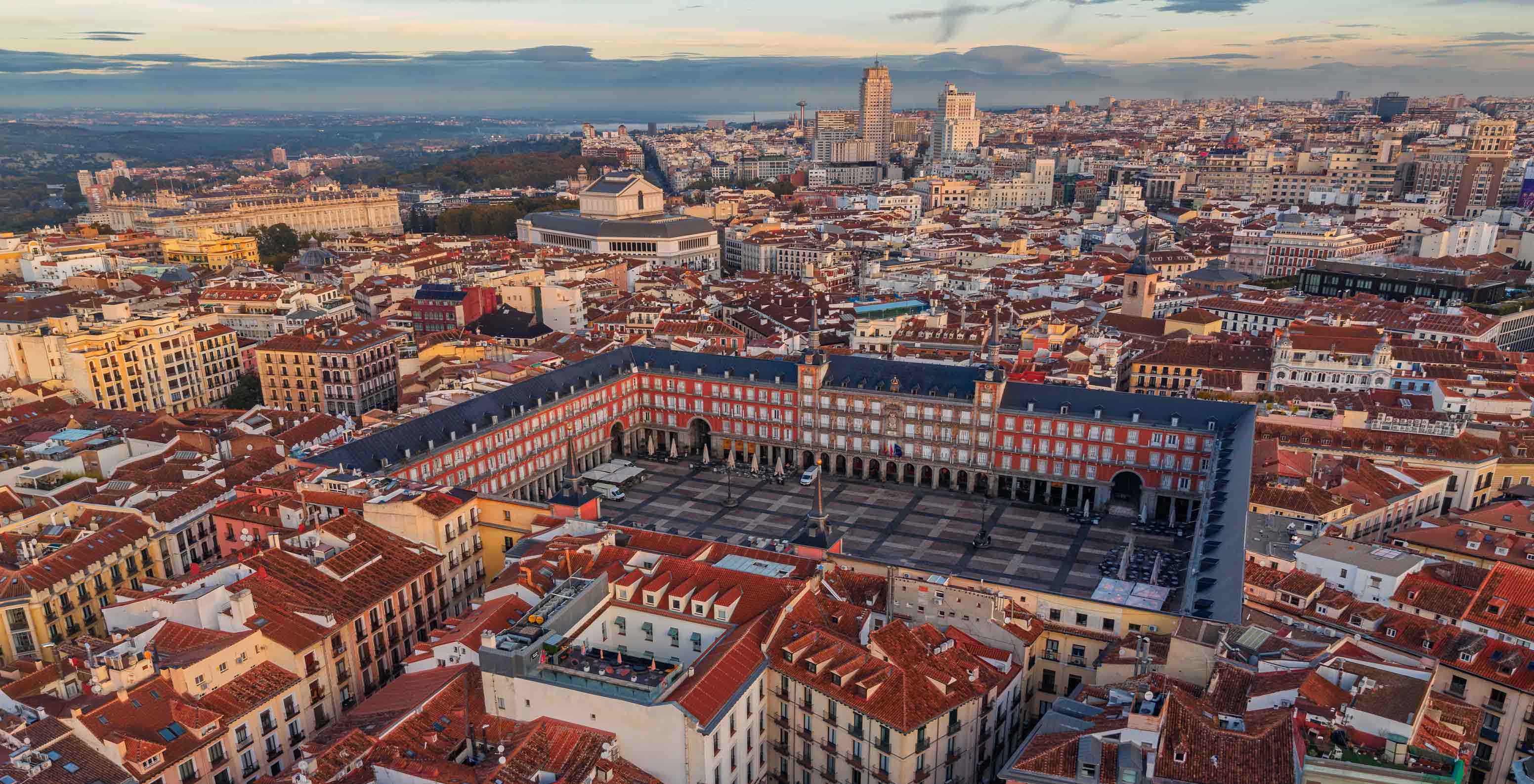 Aerial view of Plaza Mayor near Pestana Collection Plaza Mayor, Hotel in the Historic Center of Madrid