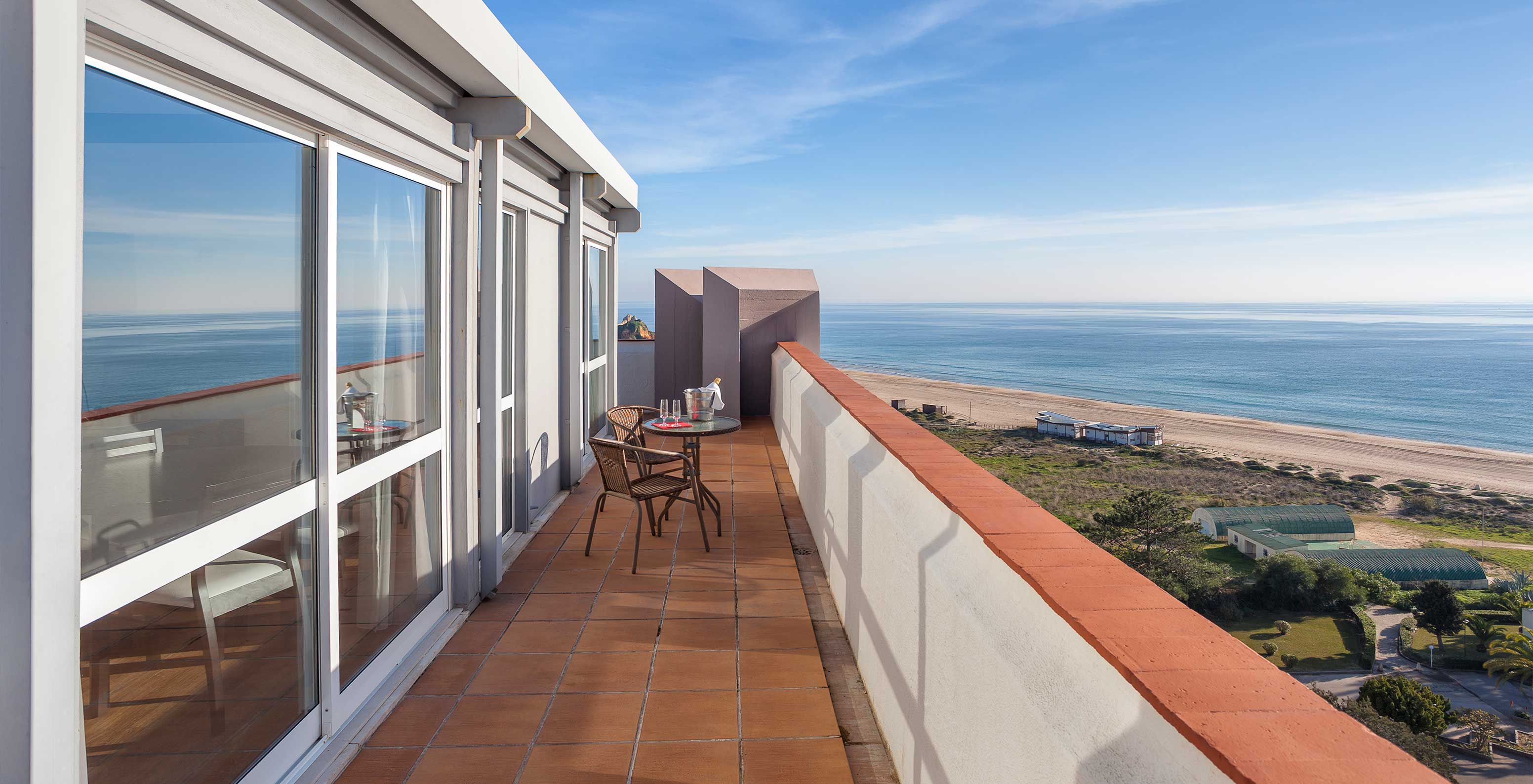 Balcony view from one room towards Alvor Beach, in the Algarve
