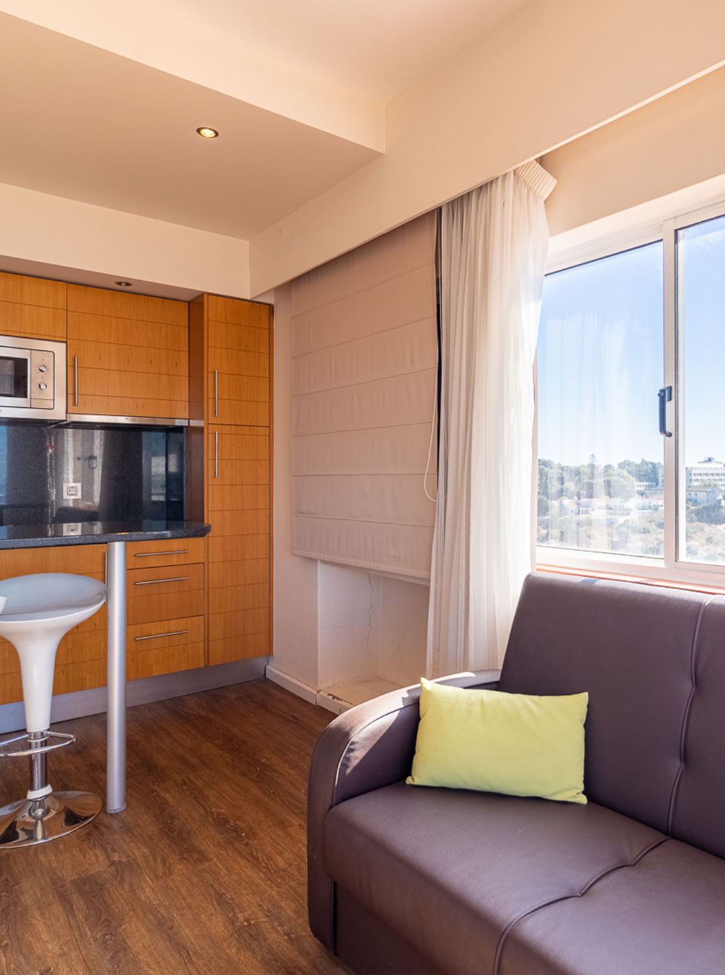The Superior Sea View Studio at Pestana Alvor Atlântico is equipped with a kitchenette with a sea view
