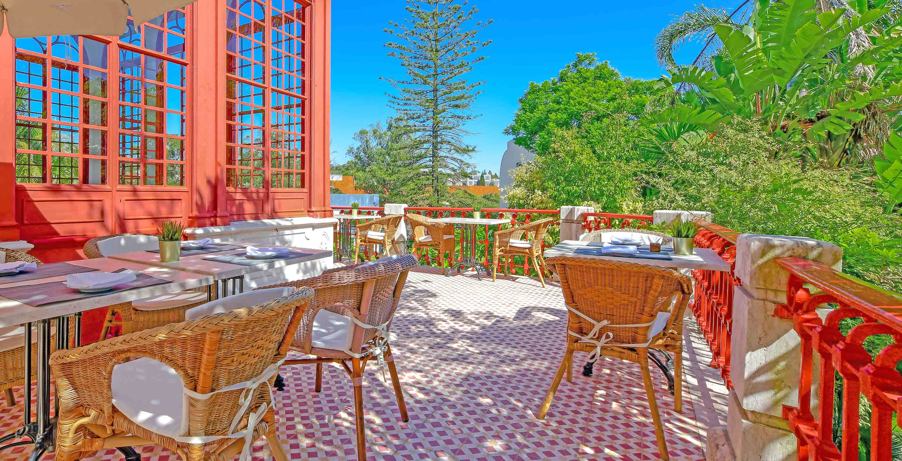 The restaurant Casa do Lago at the 5-star hotel and National Monument, Pestana Palace is a restaurant with an outdoor terrace