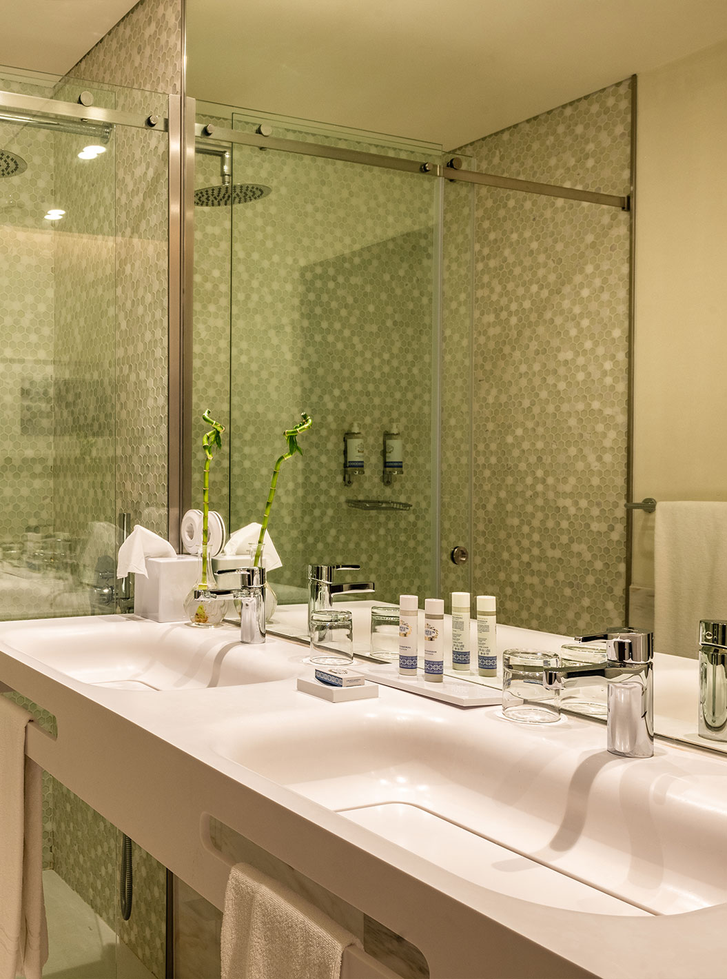 Junior Suite Reserve at Pestana Porto - A Brasileira featuring a glass shower and double sink bathroom