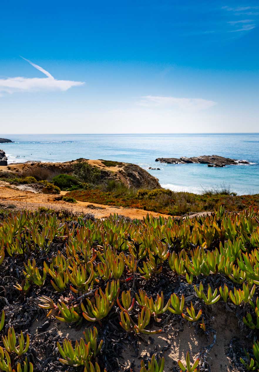 Costa de Ilha do Pessegueiro cerca de Pestana Porto Covo Village, Hotel no Alentejo con acantilados y mar