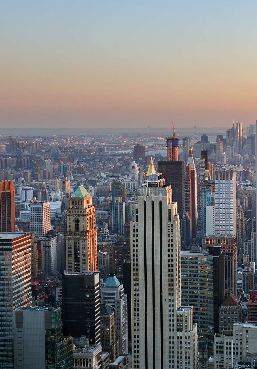 Uitzicht op de skyline van New York bij zonsondergang nabij Pestana Park Avenue, Hotel Boutique em Manhattan, Nova Iorque