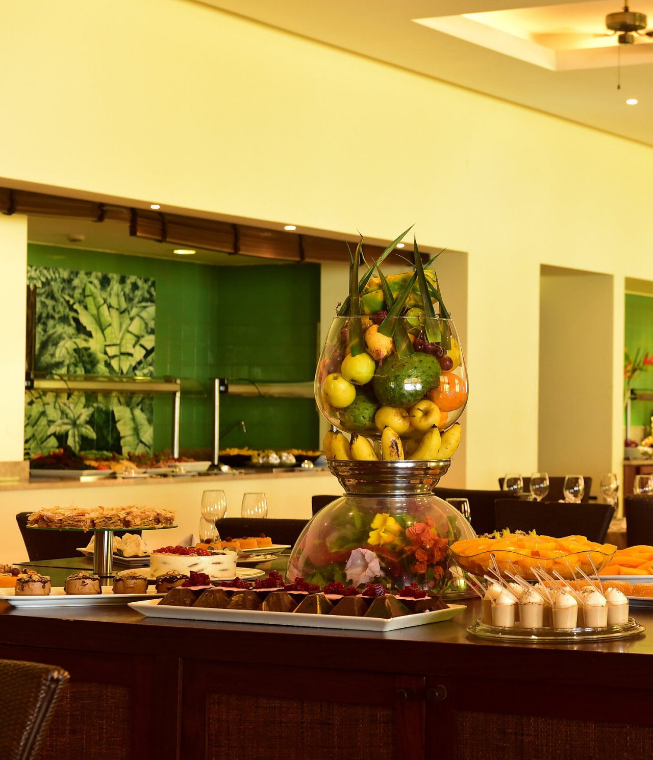 The Príncipe restaurant, at the 5-Star Resort in São Tomé, includes a dessert buffet with several options