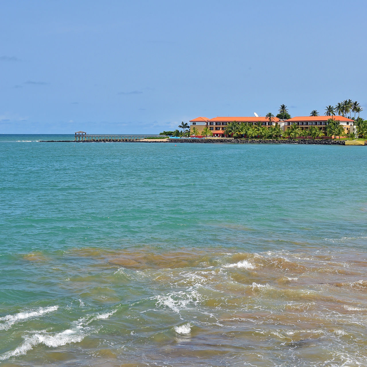 Serene view from Pestana São Tomé, a 5-star resort located by the sea with panoramic sea views