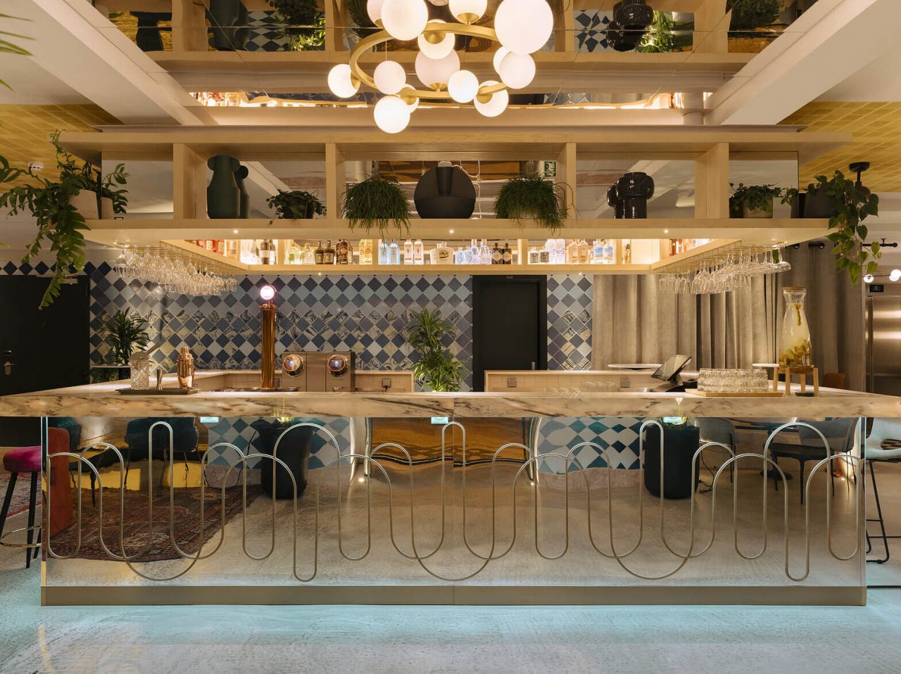 The Nery Bar, at the Hotel in downtown Lisbon, serves alcoholic drinks like cocktails and is located beside the reception