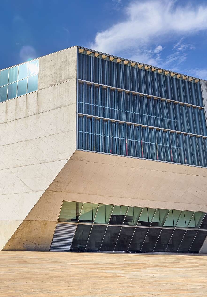 Casa da Música in Porto a modern building with lines and geometric shapes designed by architect Rem Koolhaas